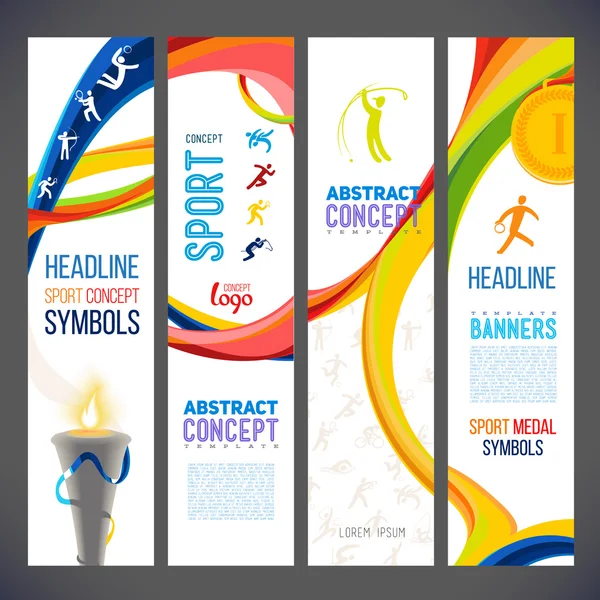 Abstract wavy lines in different colors for a series of sports-related banners Vector Graphics