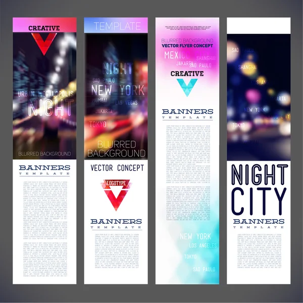 Blur banners night city vector template design — Stock Vector