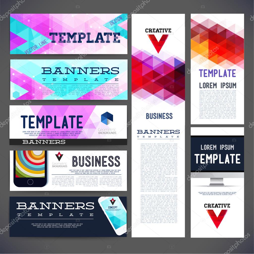 Eight abstract design banners vector template design