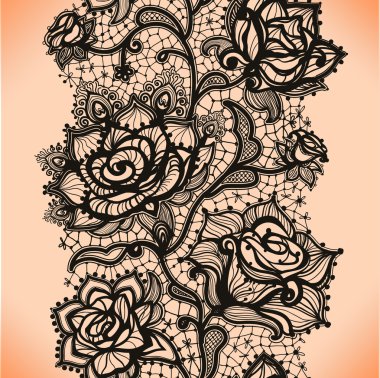 Abstract seamless lace pattern with flowers roses clipart