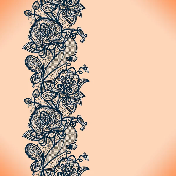 Ruban de dentelle abstrait motif sans couture avec des éléments fleurs . — Image vectorielle