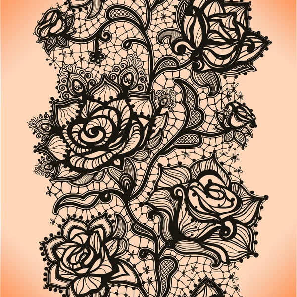 Abstract seamless lace pattern with flowers roses — Stock Vector