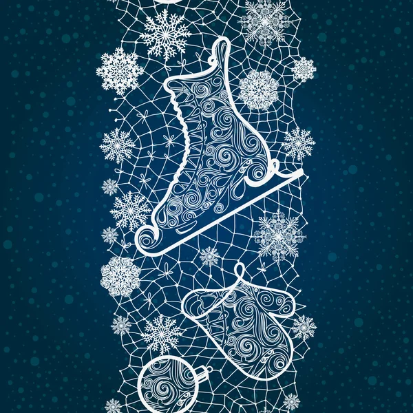 Winter abstract lace from snowflakes. — Stock Vector