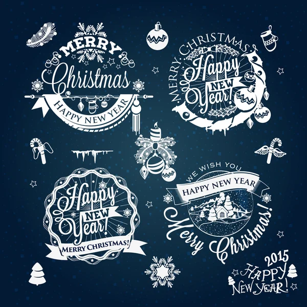 Etiquetas de Navidad y Año Nuevo — Archivo Imágenes Vectoriales