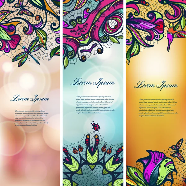 Conjunto floral de banners para sus diseños — Vector de stock