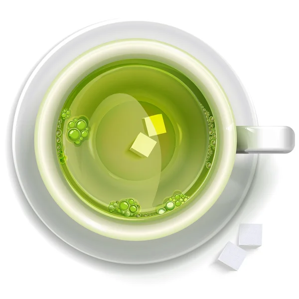 Groene thee met suiker — Stockvector