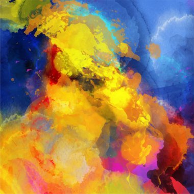 Mavi renk, mix renk soyut suluboya paleti