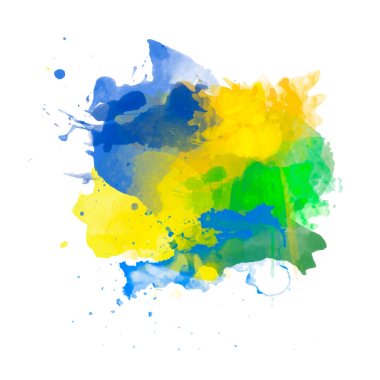 Vector watercolor splash in Brazil flag concept color clipart