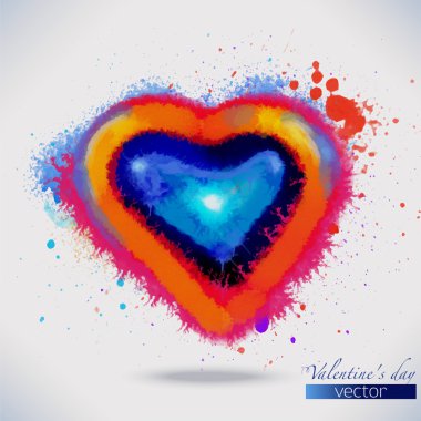 Abstract watercolor background with hearts valentine clipart