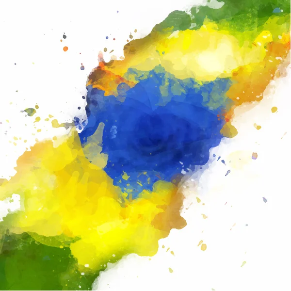 Salpicadura de acuarela vectorial en color concepto de bandera de Brasil — Archivo Imágenes Vectoriales