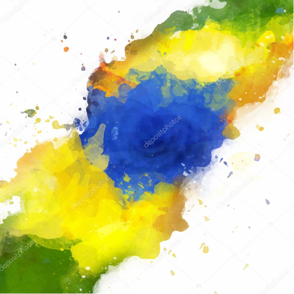 Vector watercolor splash in Brazil flag concept color