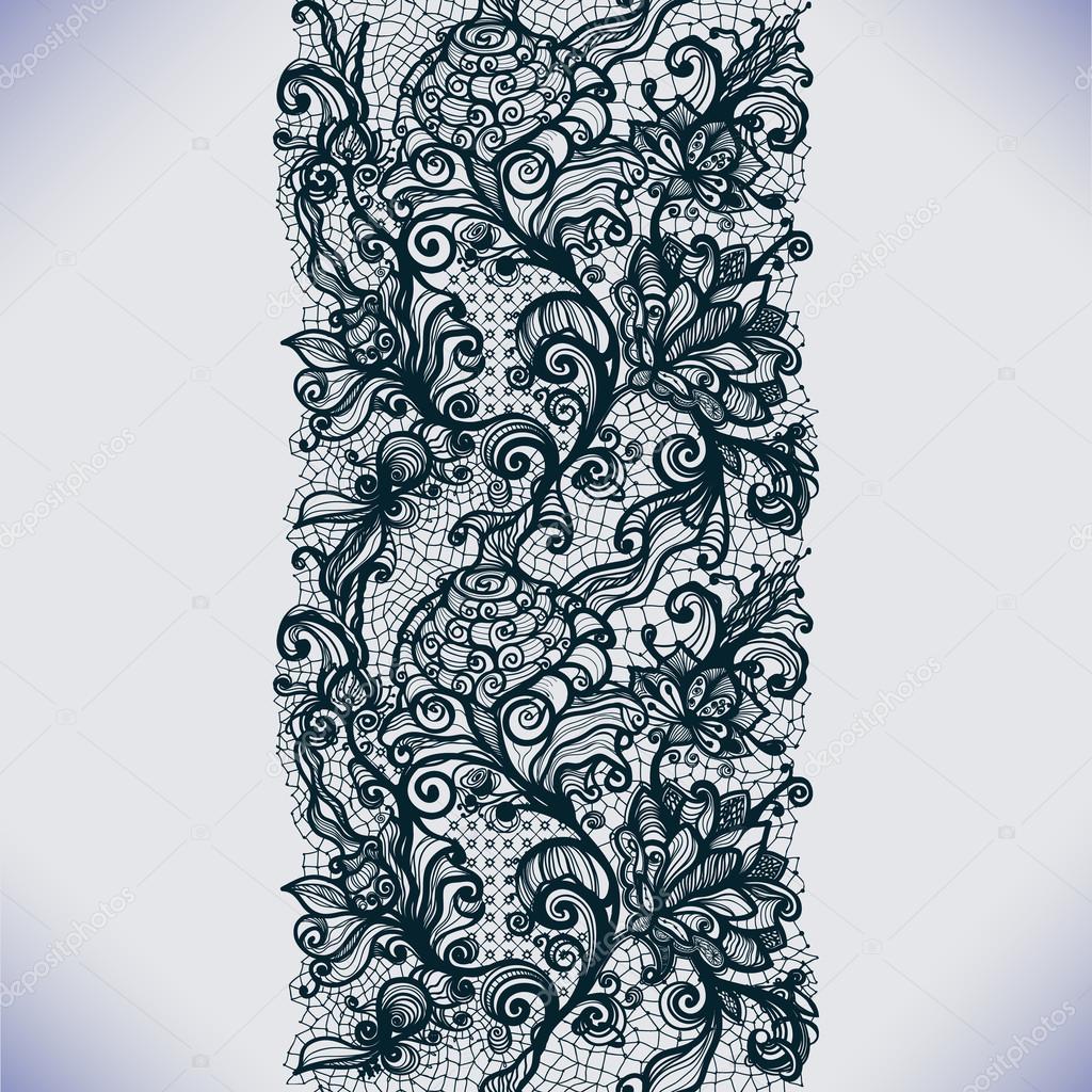 Lace pattern with flowers