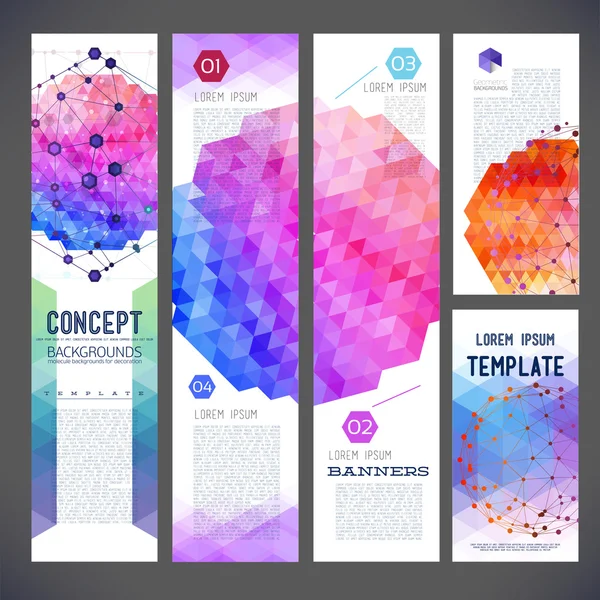 Cinco banners de diseño abstracto, tema de negocios, impresión de volante — Archivo Imágenes Vectoriales