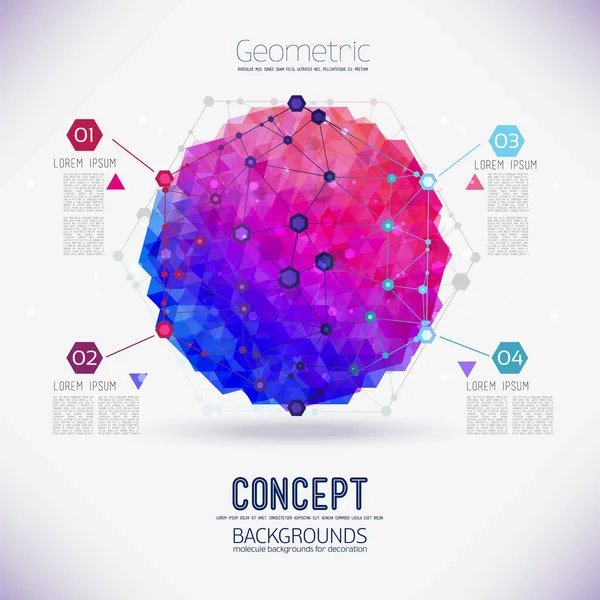 Concepto abstracto celosía geométrica, el alcance de las moléculas — Archivo Imágenes Vectoriales