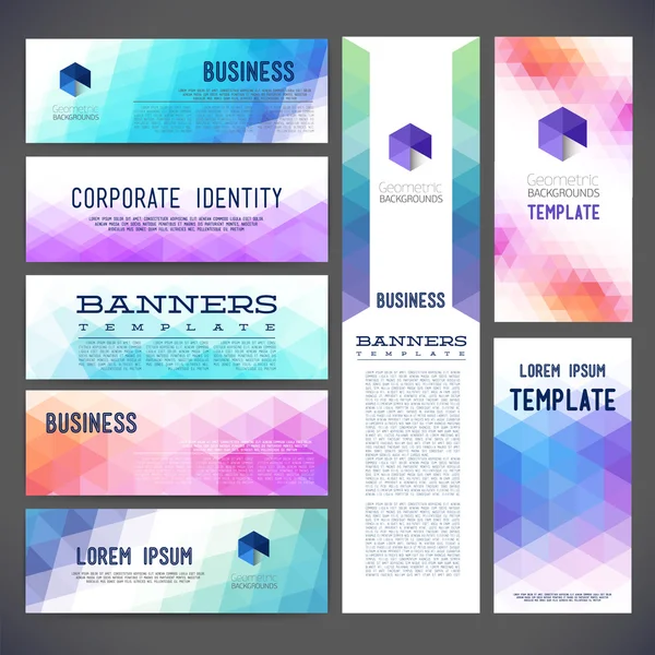 Delapan desain abstrak banner vektor template, brosur, elemen, halaman - Stok Vektor