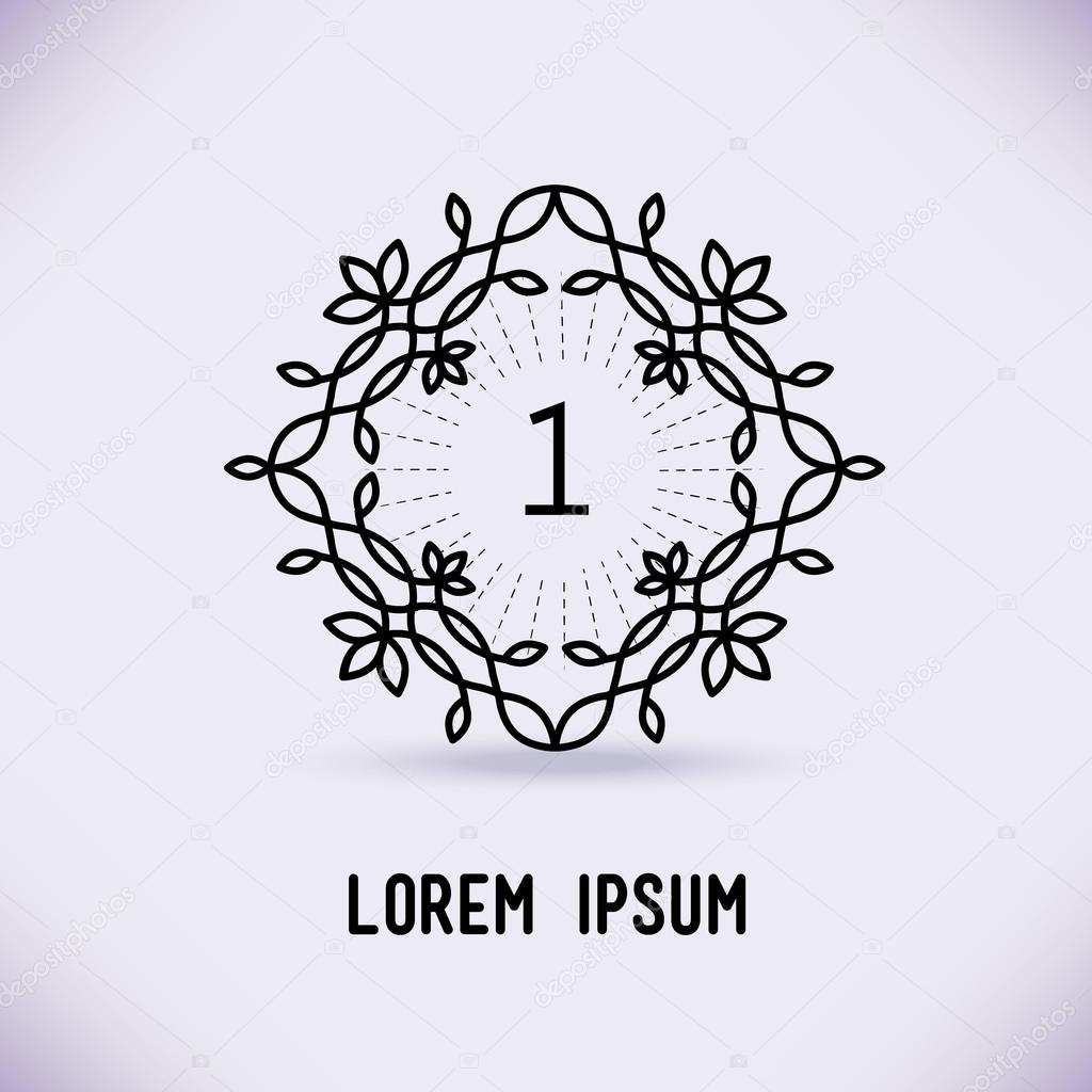 Vector line frame design elements for logos,ornament and decoration, emblem, logo, background, frames and borders in modern style, mono line style, monogram floral for you logotipe.