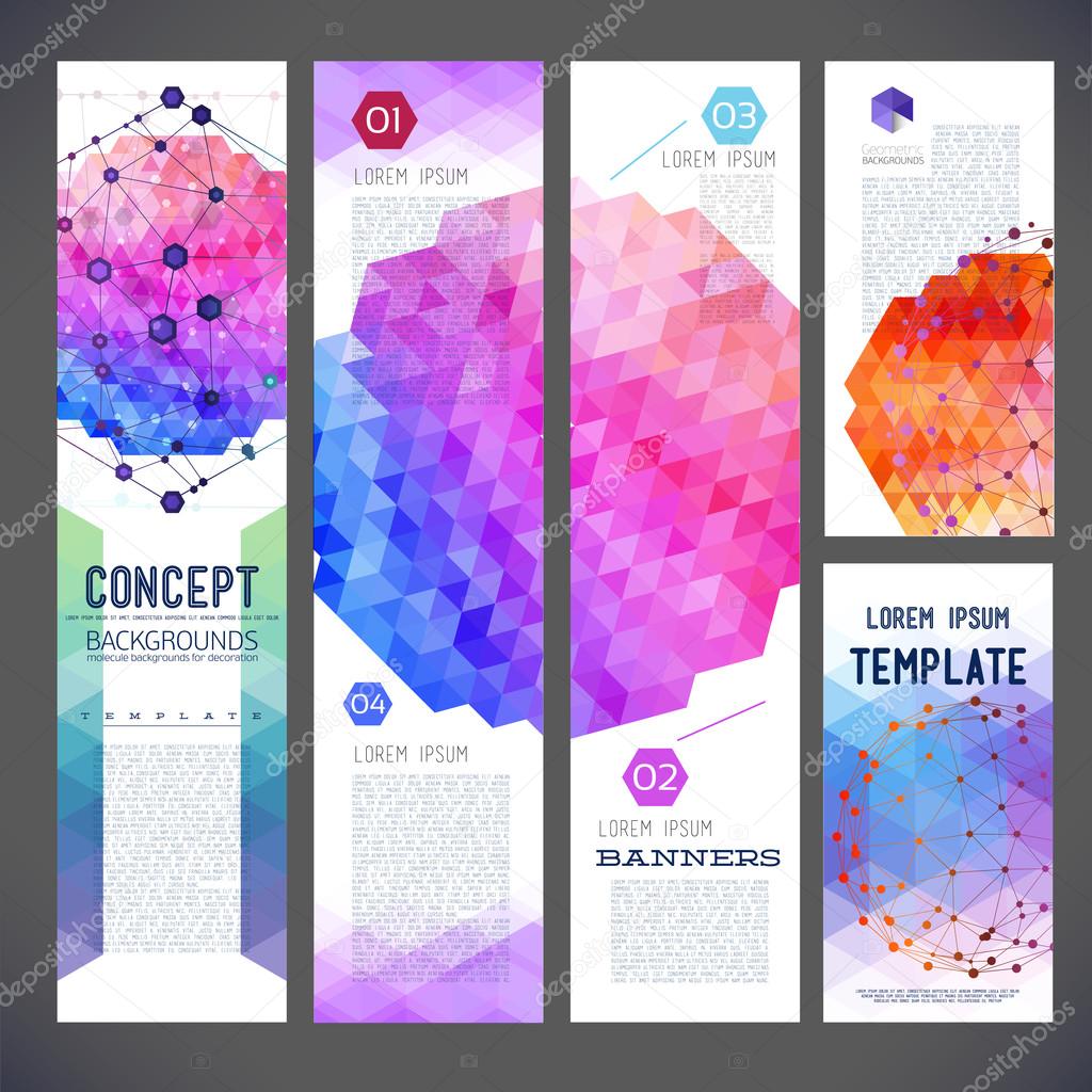 Five abstract design banners, business theme, flyer printing