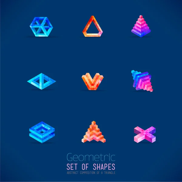 Set dari warna gambar geometris - Stok Vektor