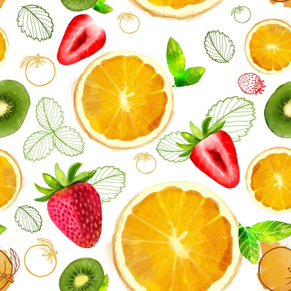 Frukt seamless mönster blandning — Stock vektor