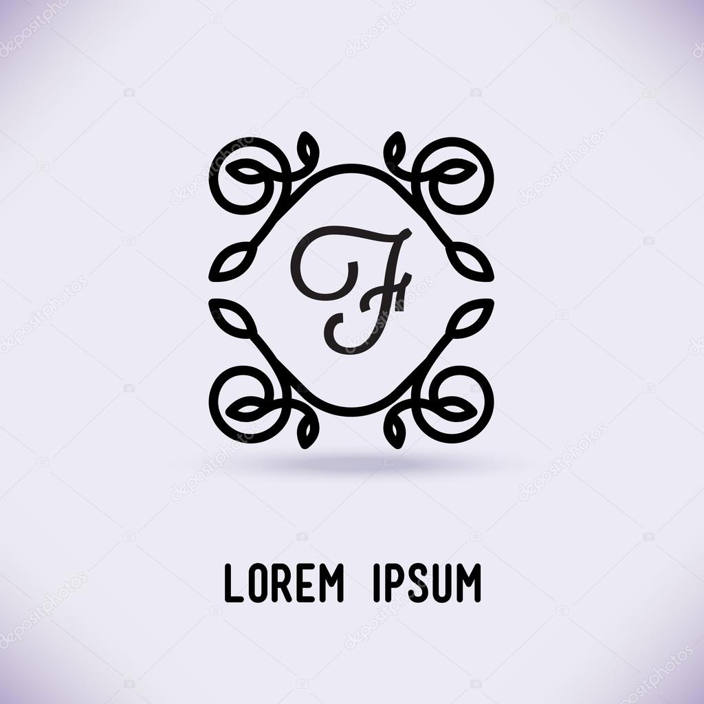 Vector line frame design element for logos,ornament and decoration, emblem, logo, background, frames and borders in modern style, mono line style, floral for you logotype.