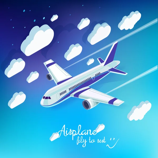 Detailed airplane flying — Stock Vector