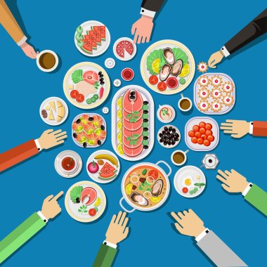catering party, food, dishes concept clipart