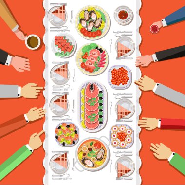 Catering party, dishes on table concept