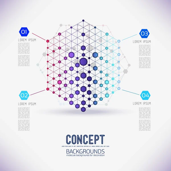 Abstract geometric  cube with molecules — Stockvector