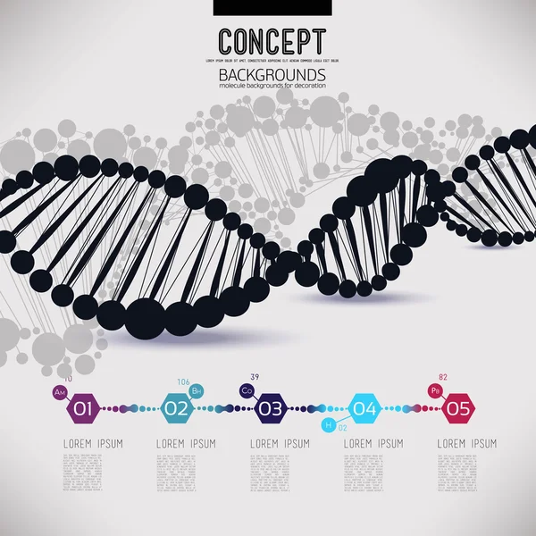 ADN géométrique abstrait, conception de molécules — Image vectorielle