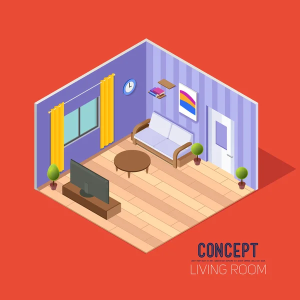 Salón concepto de diseño de interiores — Vector de stock