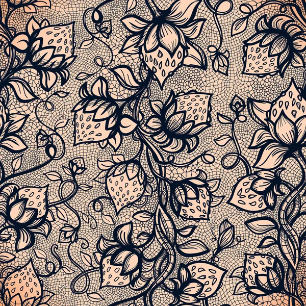 Lace decorative strawberry pattern — Stok Vektör