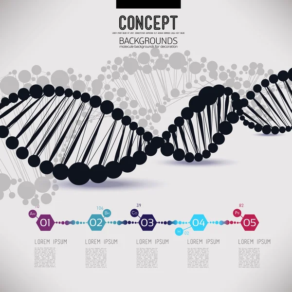 ADN geométrico abstracto, diseño de moléculas — Archivo Imágenes Vectoriales
