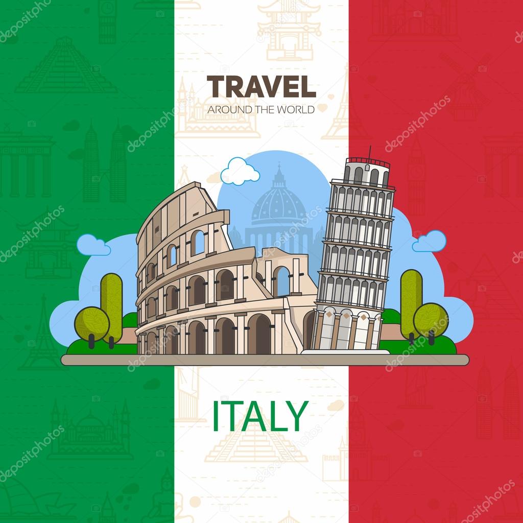 Italian landmarks, travel concept