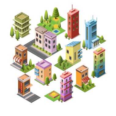 set of city buildings for design