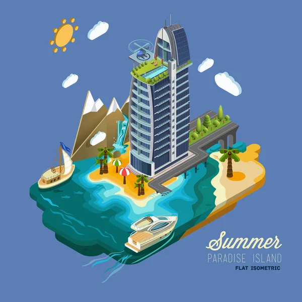 Summer island, vacation concept — Stockvector