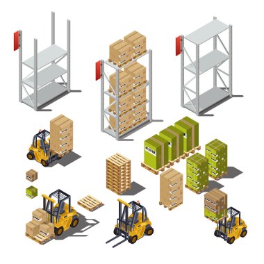 warehouse service icons set