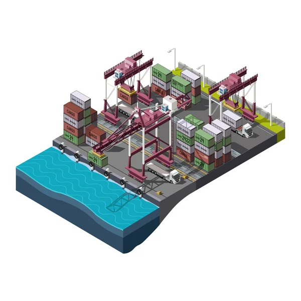 Zona de almacén portuario marítimo — Vector de stock