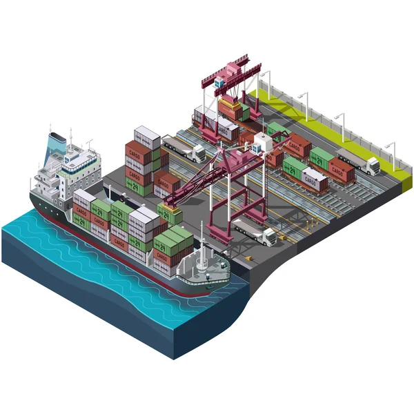 Transporte marítimo e ferroviário — Vetor de Stock