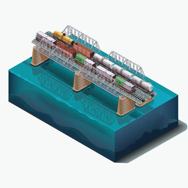 Železniční most přes řeku — Stockový vektor