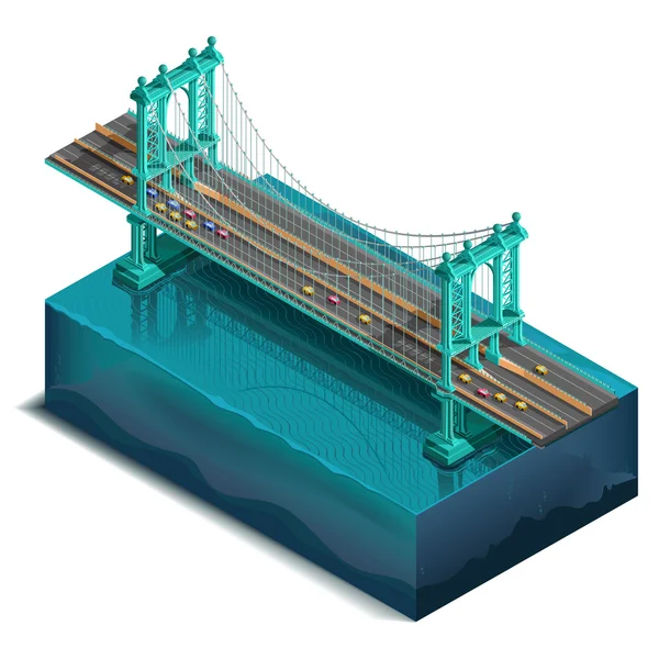 Ponte sul fiume, design, struttura unitaria — Vettoriale Stock