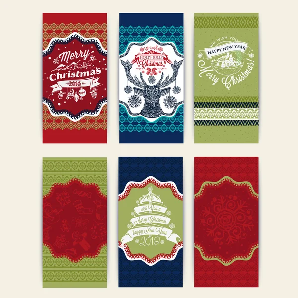 Feliz Navidad conjunto de seis patrones de Navidad — Archivo Imágenes Vectoriales