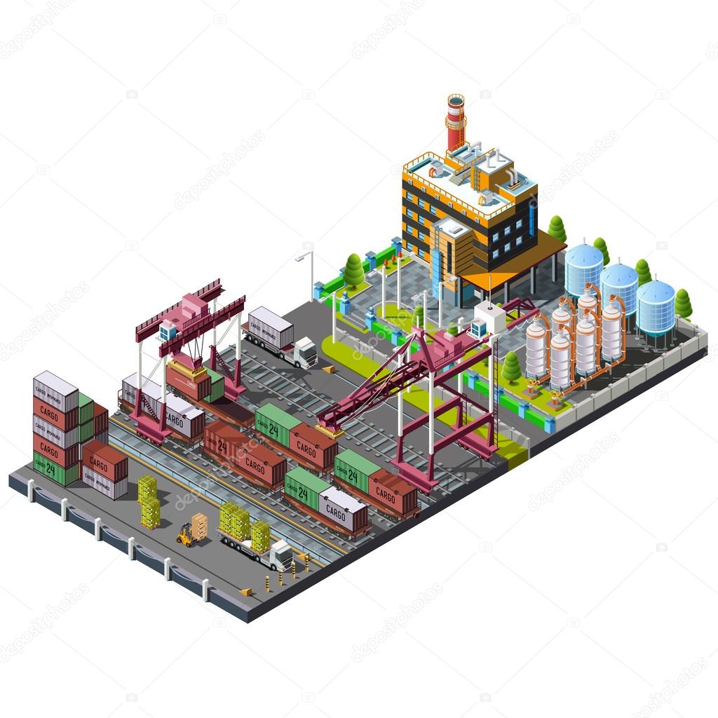 set with industrial construction