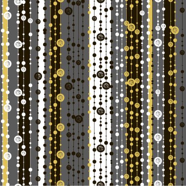 Seamless patterns with white black gold lines and points