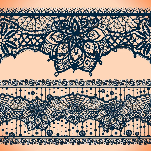 抽象的蕾丝缎带横幅，阿拉伯语条纹图案 — 图库矢量图片