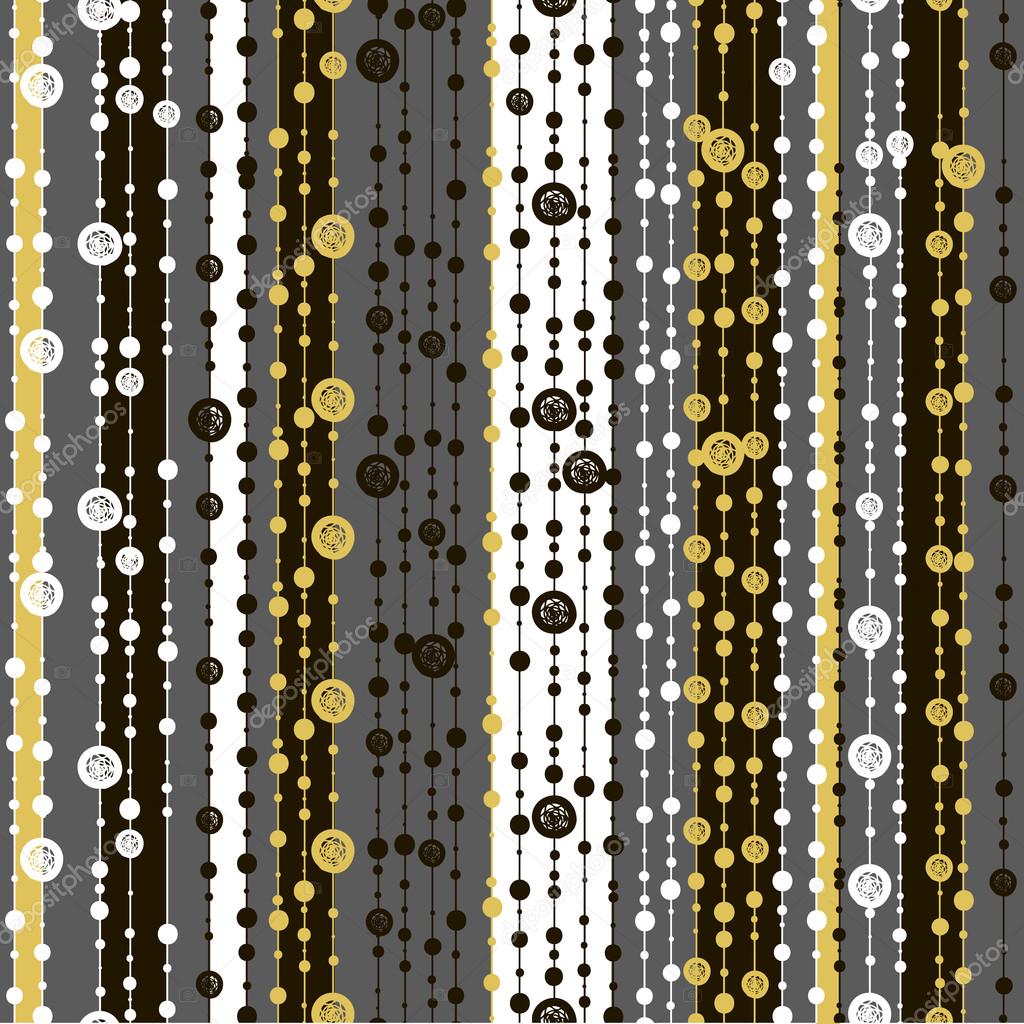 Seamless patterns with white black gold lines and points