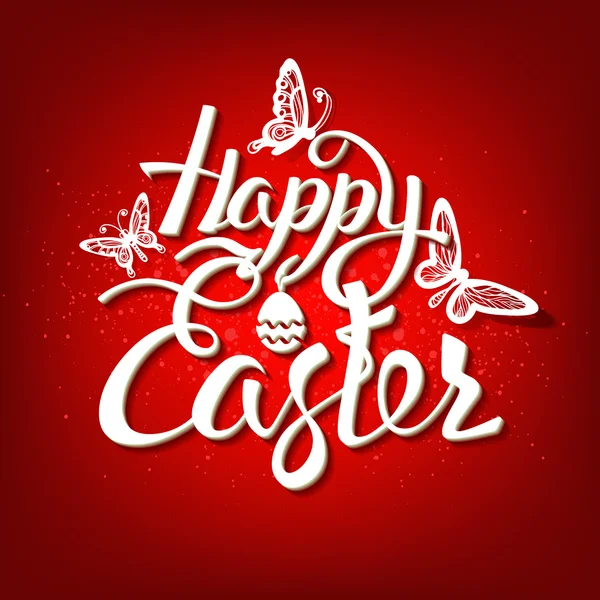 Sinal de Páscoa feliz, símbolo, logotipo em um fundo vermelho . —  Vetores de Stock