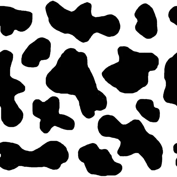 Watercolor hand drawn seamless cow print fabric pattern, black white monochrome colors. Cowboy cow girl western background illustration design, milk organic animal skin farm wallpaper. —  Fotos de Stock