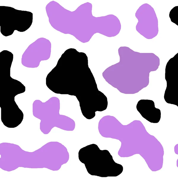 Aquarell Hand gezeichnet nahtlosen Kuhdruck Stoffmuster, schwarz weiß pastellviolett violett Farben. Cowboy Kuh Mädchen westlichen Hintergrund Illustration Design, Milch Bauernhof Tapete. — Stockfoto