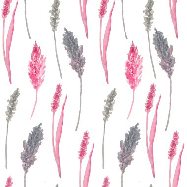 Suluboya el pürüzsüz desenli pembe gri yapraklı çiçekler, çiçek buketleri. Zarif pastel yumuşak tekstil arka planı için yaz tasarımı. Bebek partisi bebek odası dekoru, romantik