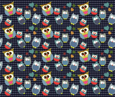  of owl pattern for kids with Background